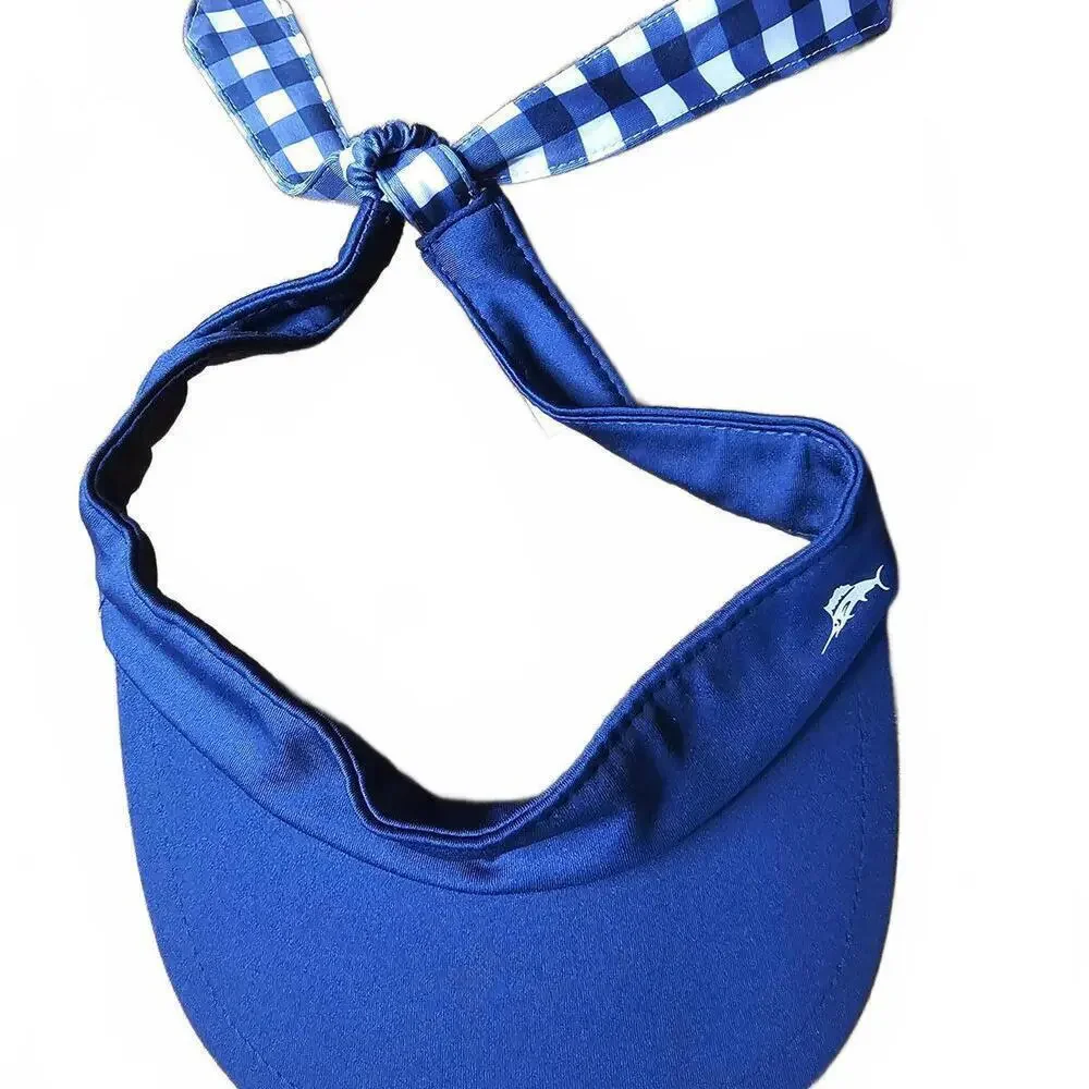 Blue Visor Cap with Checkered Tie Detail